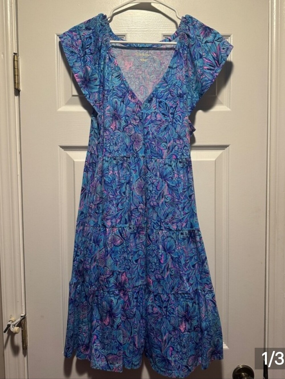 Lilly Pulitzer Flutter Sleeve Knee Length Dress Large